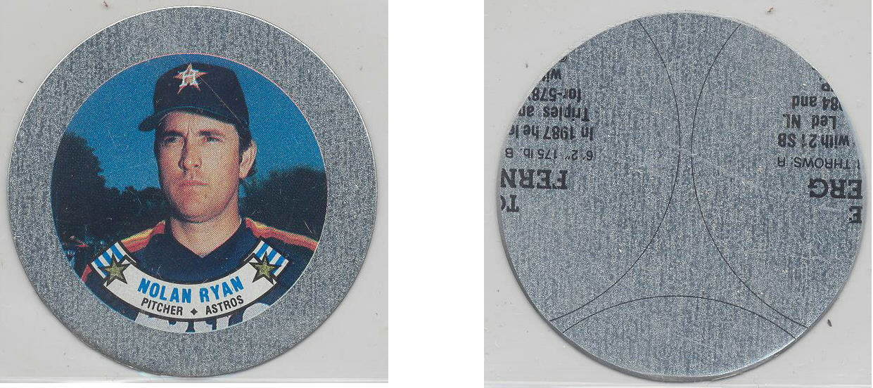 1988 Topps Baseball Coins Metal Proof Discs 050 Nolan Ryan